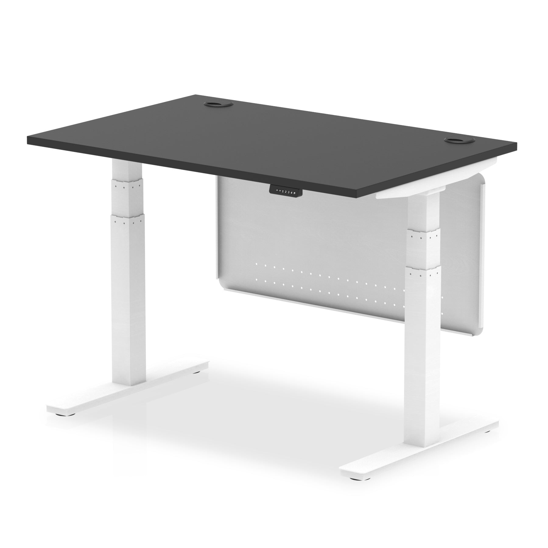 Air Height Adjustable Black Series Desk with Cable Ports with Steel Modesty Panel