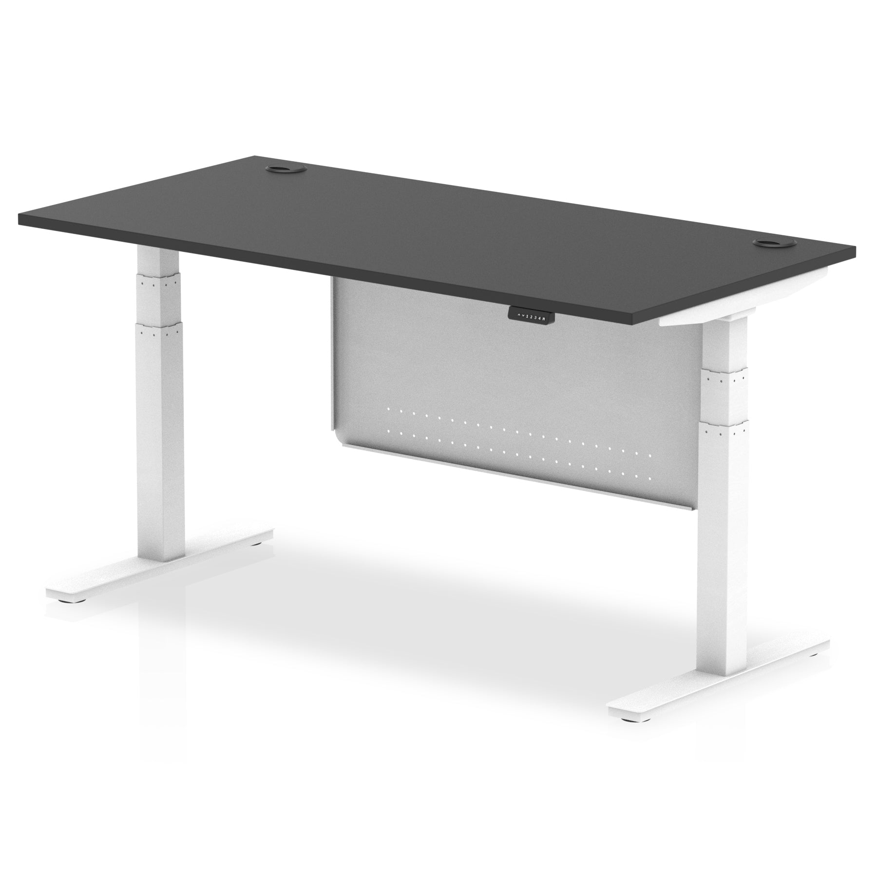 Air Height Adjustable Black Series Desk with Cable Ports with Steel Modesty Panel