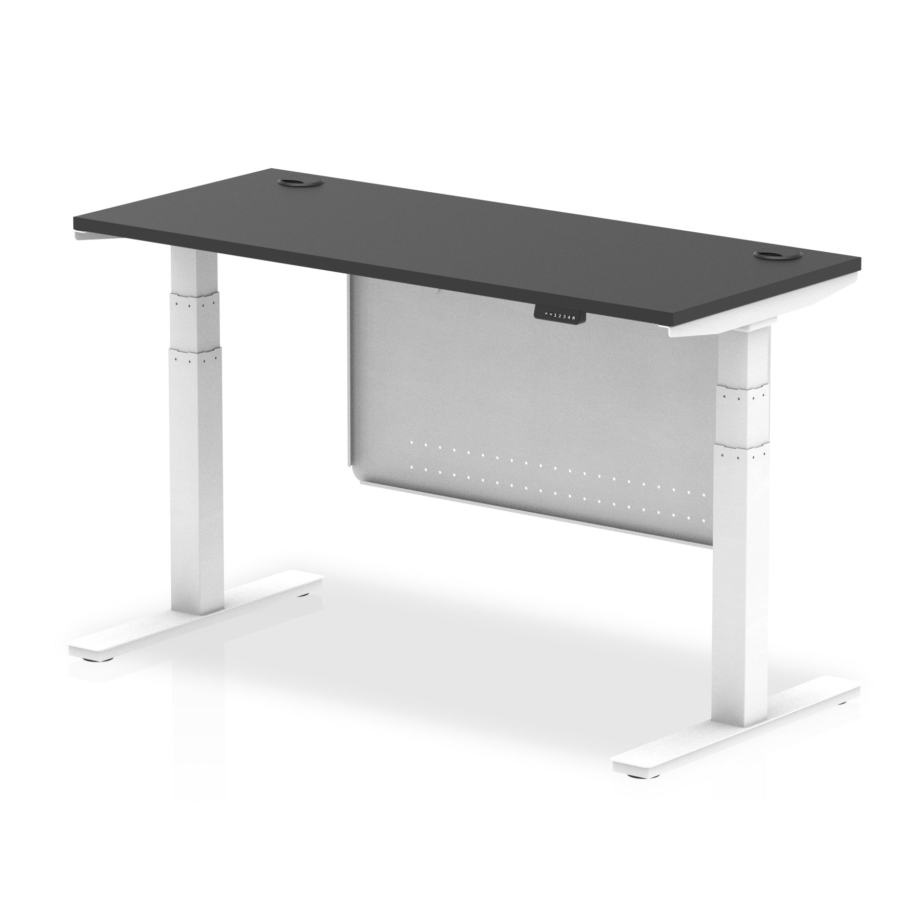 Air Slimline Height Adjustable Black Series Desk with Cable Ports with Steel Modesty Panel