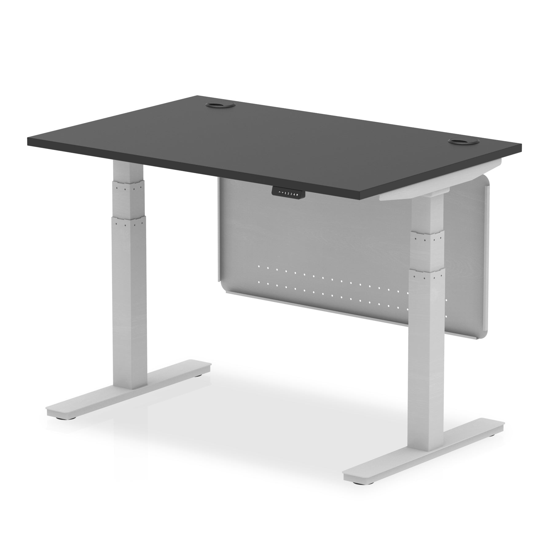 Air Height Adjustable Black Series Desk with Cable Ports with Steel Modesty Panel