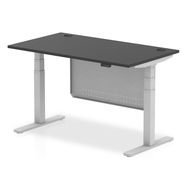 Air Height Adjustable Black Series Desk with Cable Ports with Steel Modesty Panel