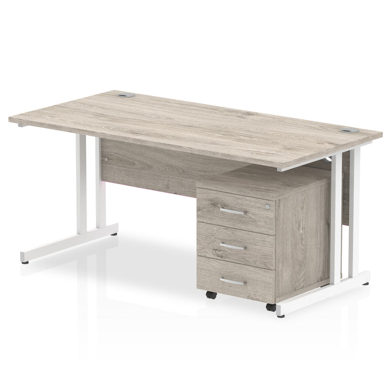 Impulse 1600mm Cantilever Straight Desk With Mobile Pedestal