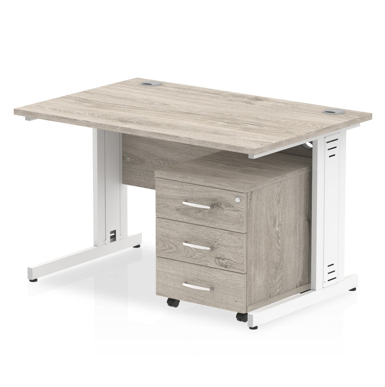 Impulse 1200mm Cable Managed Straight Desk With Mobile Pedestal