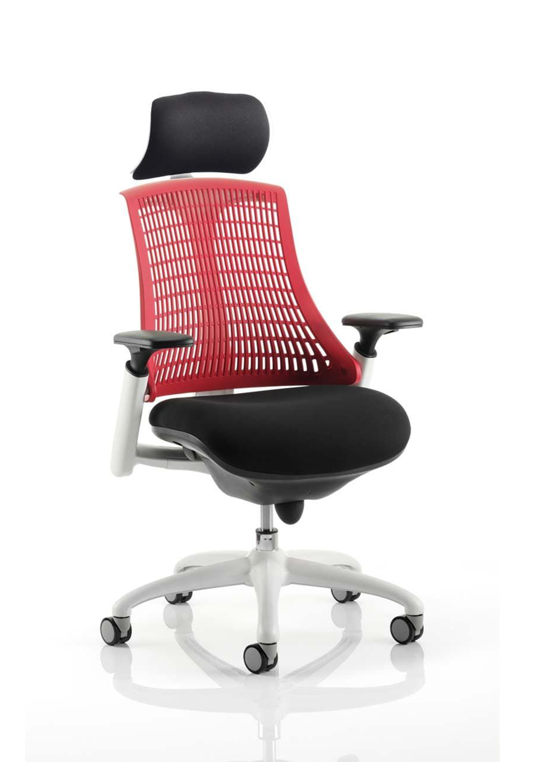 Flex Medium Back White Frame Task Operator Office Chair with Arms