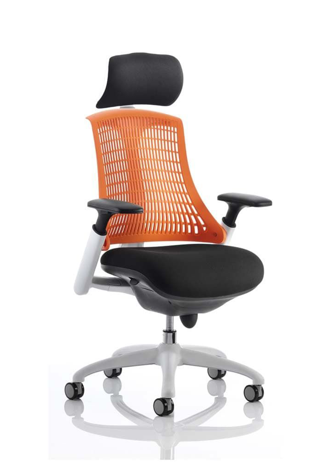 Flex Medium Back White Frame Task Operator Office Chair with Arms
