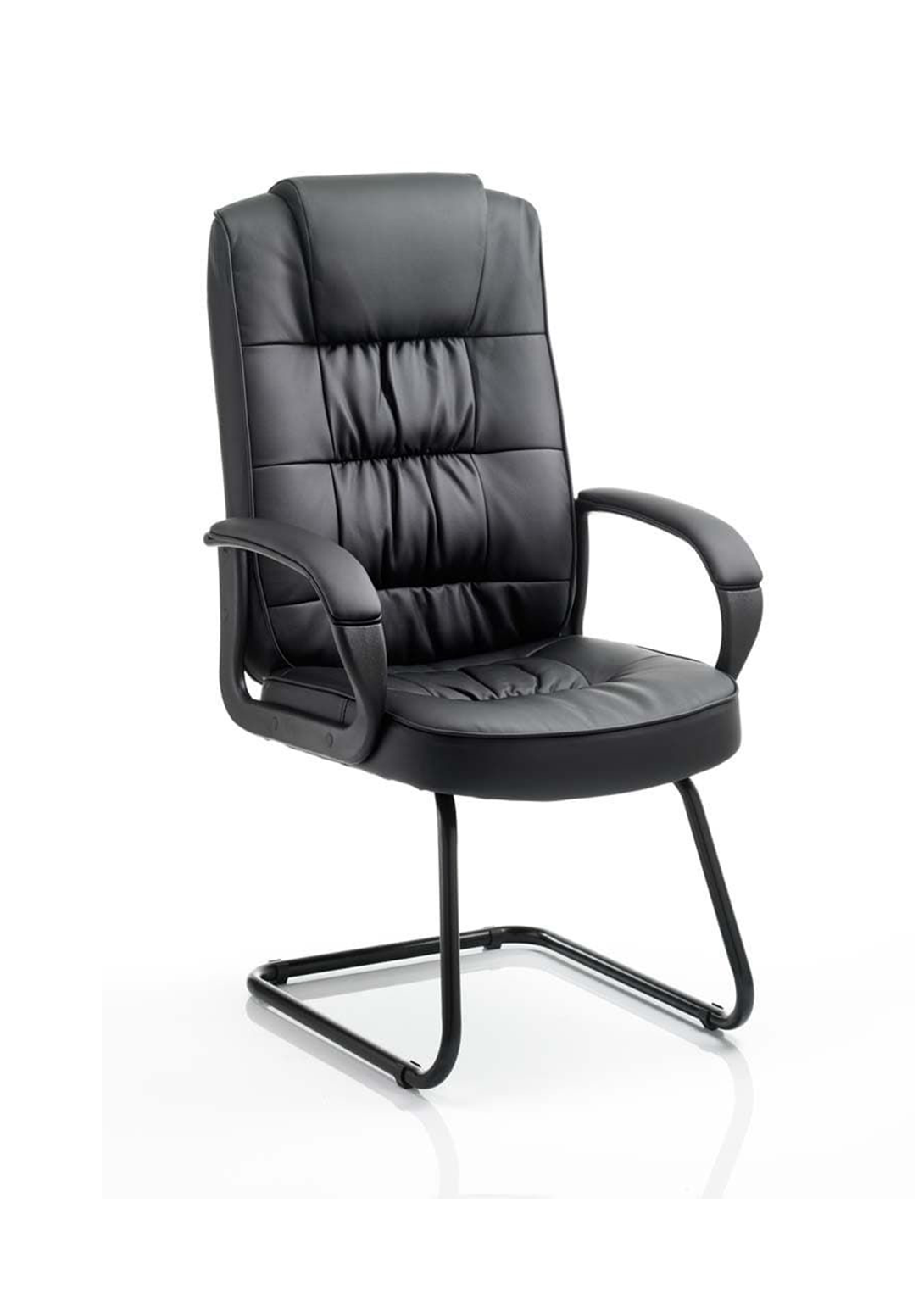 Moore Deluxe High Back Black Cantilever Visitor Chair with Arms