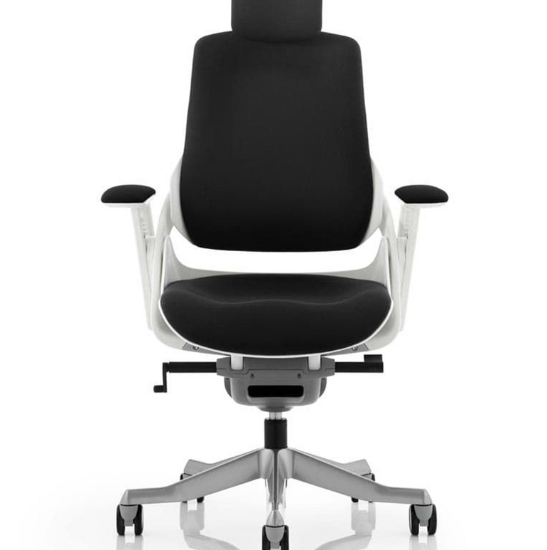Zure High Back White Shell Fabric Executive Office Chair with Arms