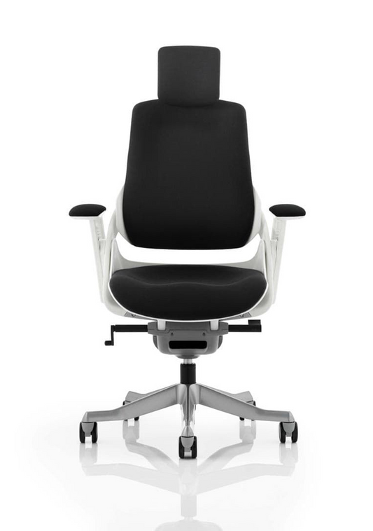 Zure High Back White Shell Fabric Executive Office Chair with Arms