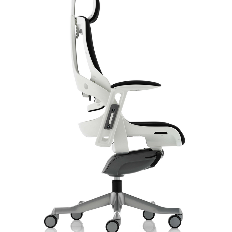 Zure High Back White Shell Fabric Executive Office Chair with Arms