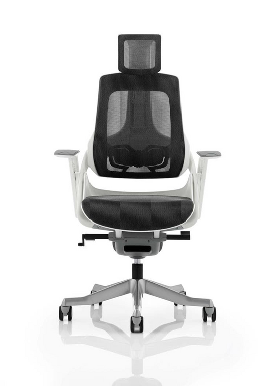 Zure High Back White Shell Mesh Executive Office Chair with Arms