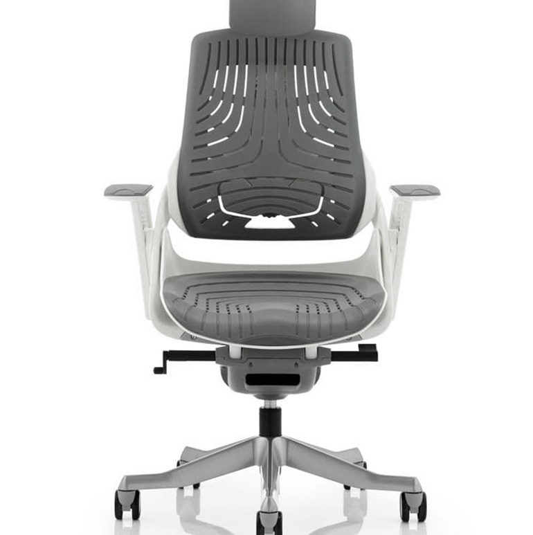 Zure High Back White Shell Elastomer Executive Office Chair with Arms