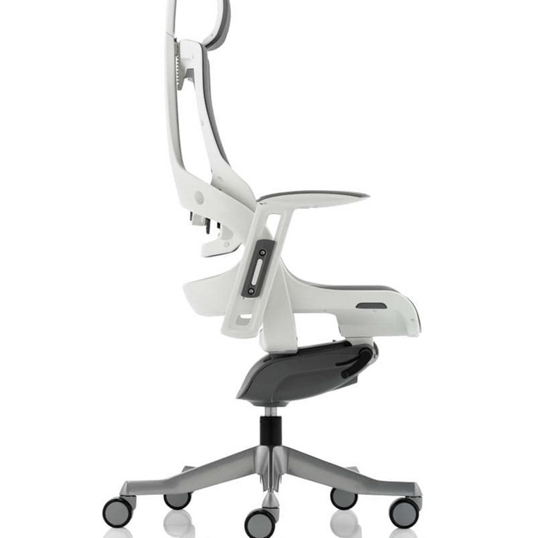 Zure High Back White Shell Elastomer Executive Office Chair with Arms
