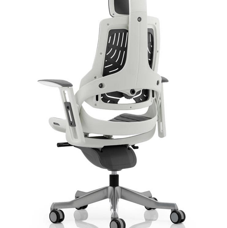 Zure High Back White Shell Elastomer Executive Office Chair with Arms
