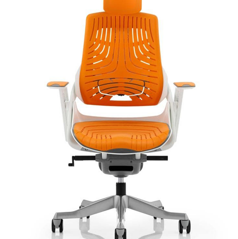 Zure High Back White Shell Elastomer Executive Office Chair with Arms
