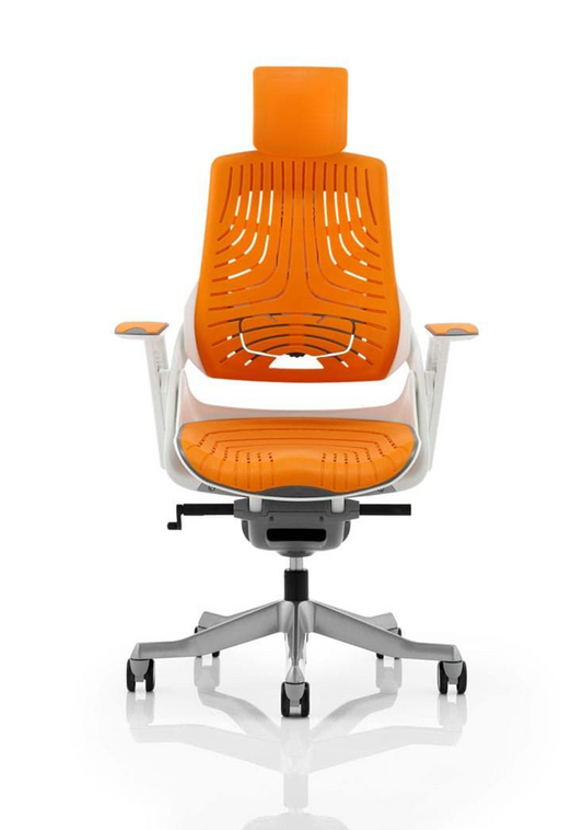 Zure High Back White Shell Elastomer Executive Office Chair with Arms
