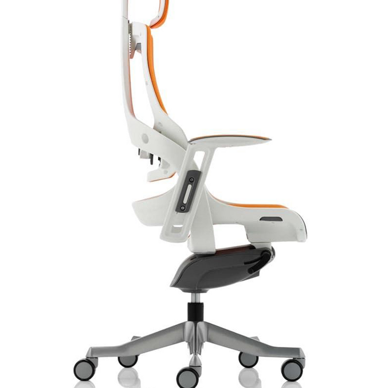 Zure High Back White Shell Elastomer Executive Office Chair with Arms