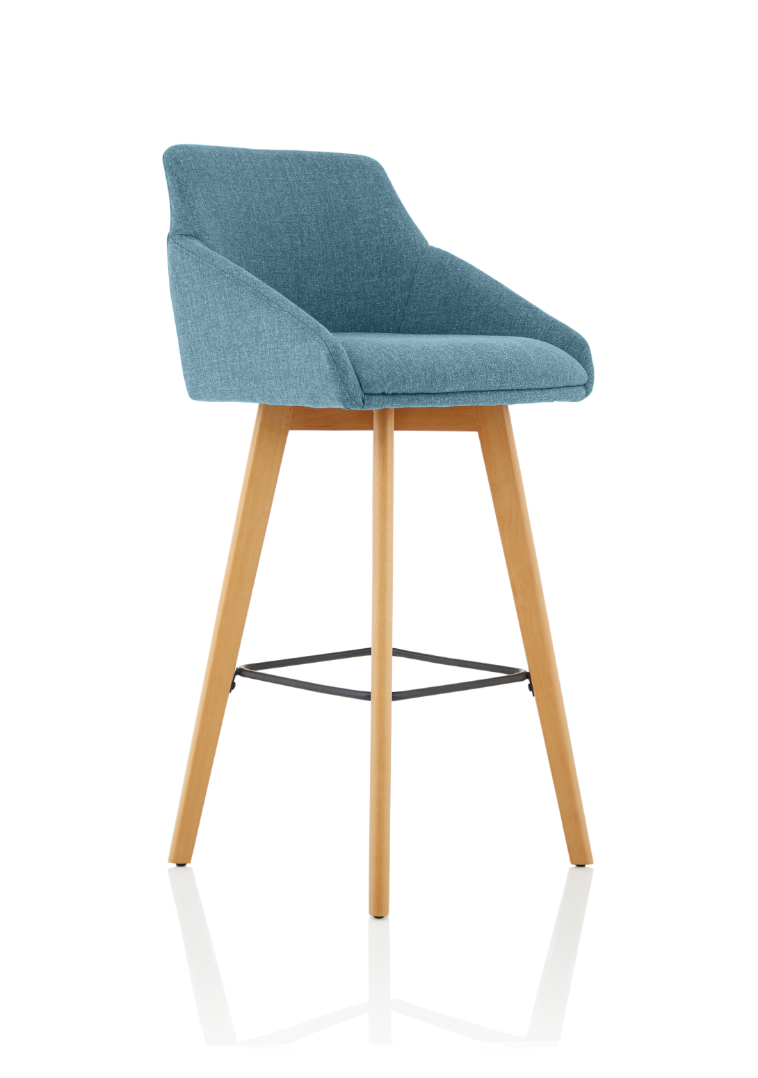 Carmen Grey Fabric Wooden Leg High Stool Chair
