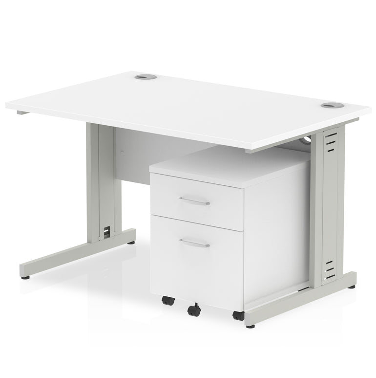 Impulse 1200mm Cable Managed Straight Desk With Mobile Pedestal