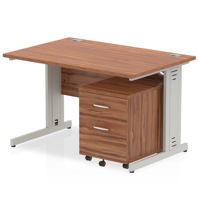 Impulse 1200mm Cable Managed Straight Desk With Mobile Pedestal