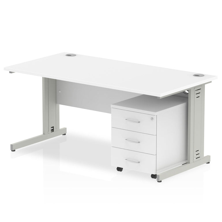 Impulse 1800mm Cable Managed Straight Desk With Mobile Pedestal