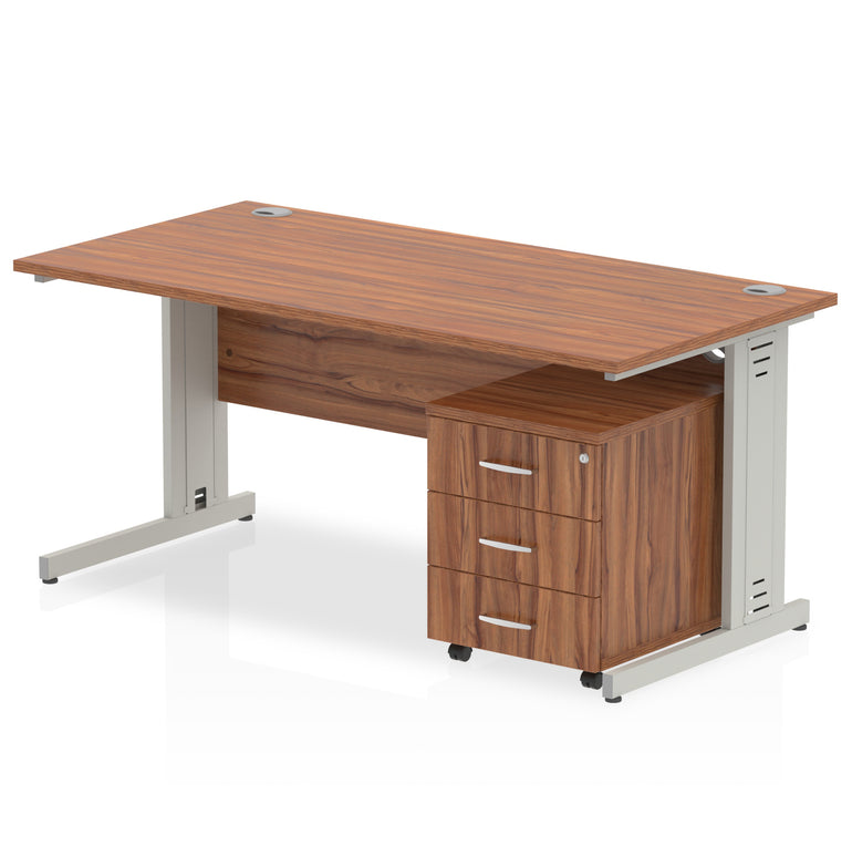 Impulse 1200mm Cable Managed Straight Desk With Mobile Pedestal