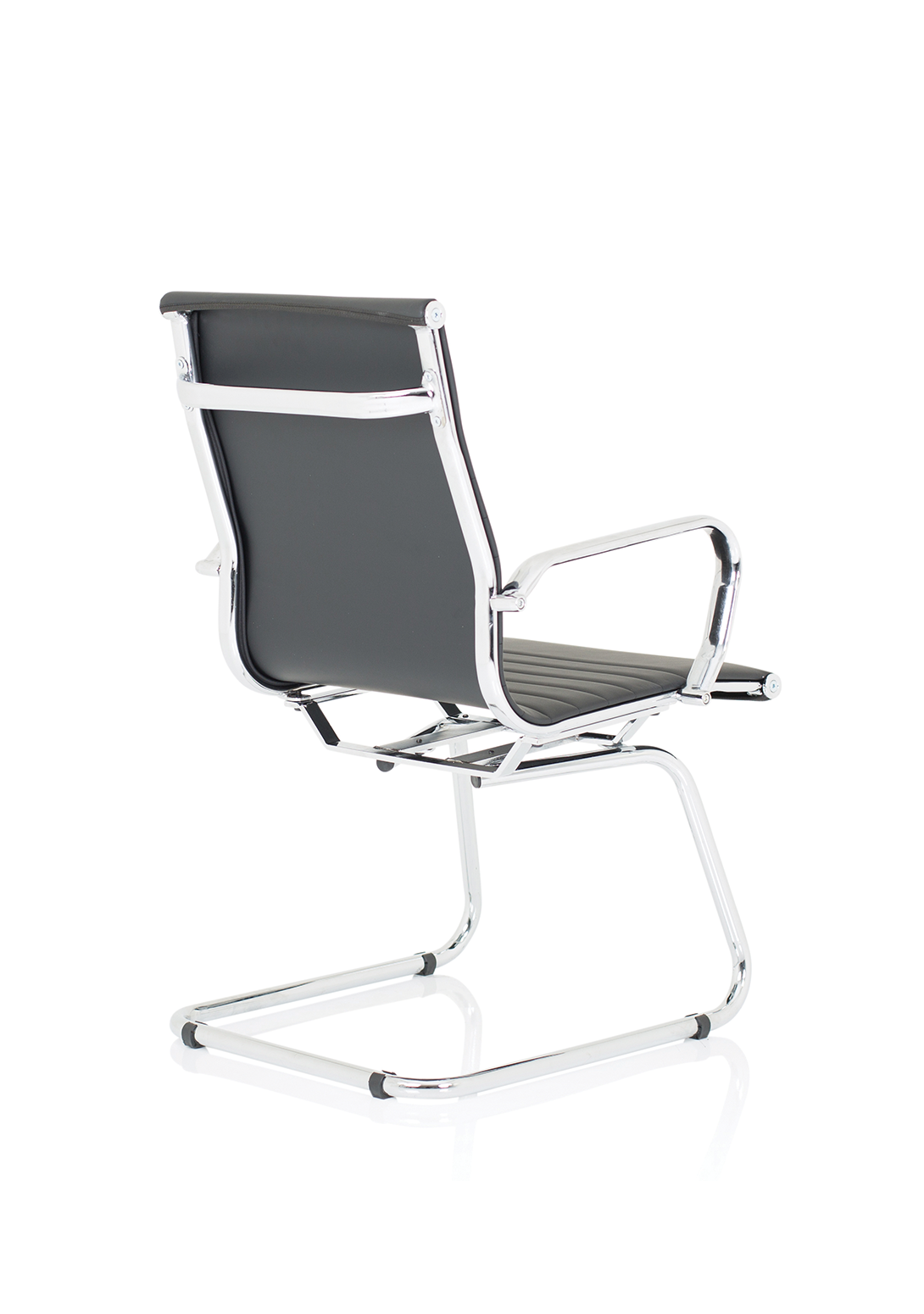 Nola Black Leather Cantilever Visitor Chair with Arms