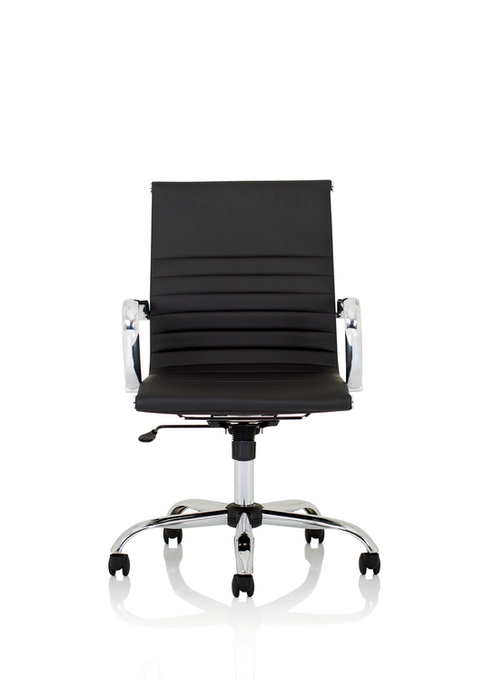 Nola Black Leather Executive Office Chair with Arms