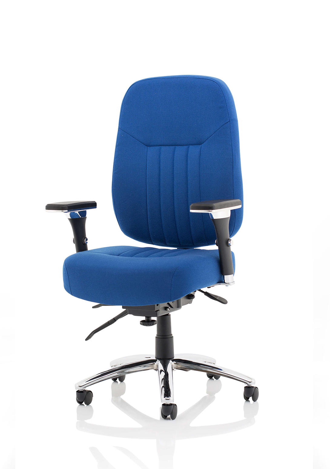 Barcelona Deluxe High Back Task Operator Office Chair with Arms in Sumptuous Blue Fabric