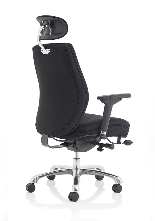 Domino High Back Black Posture Chair with Arms and Headrest